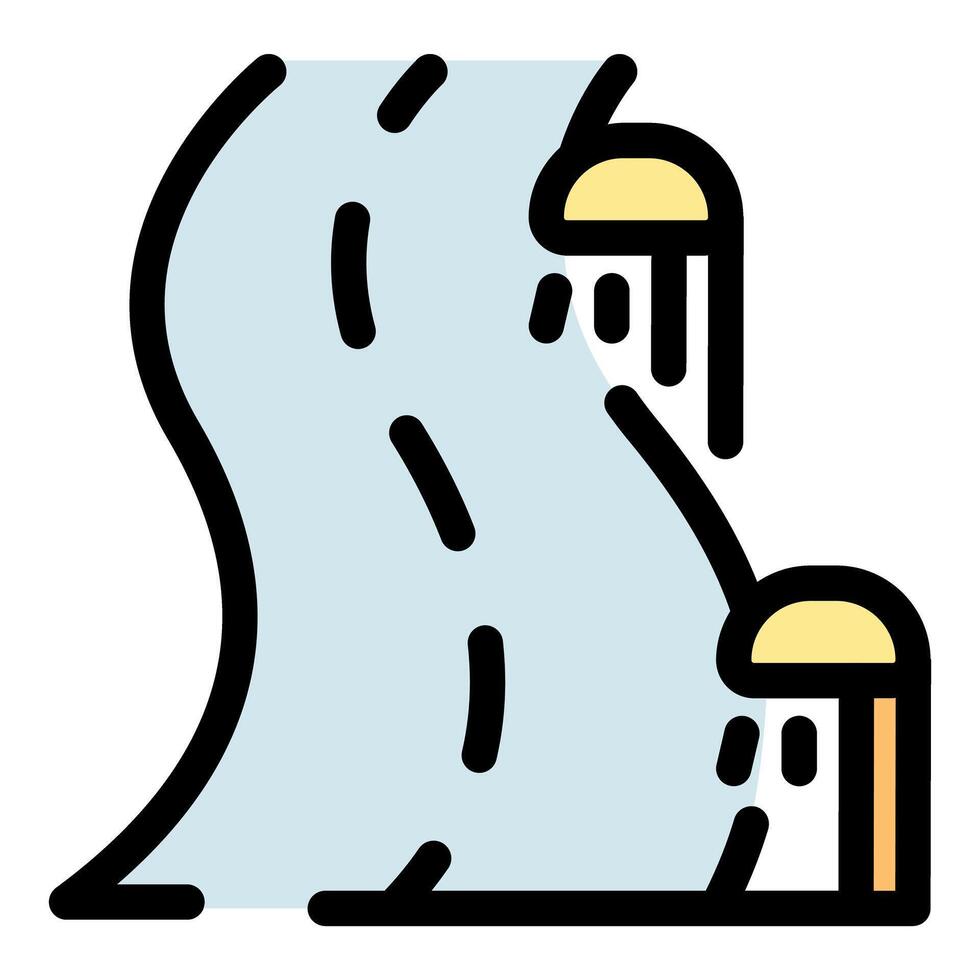 Water slides winding down into refreshing pool, amusement park fun vector