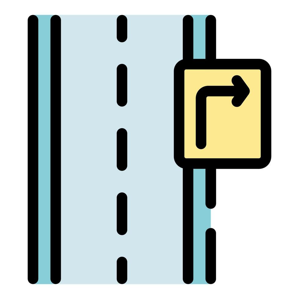 Road sign showing compulsory turn right on highway lane vector
