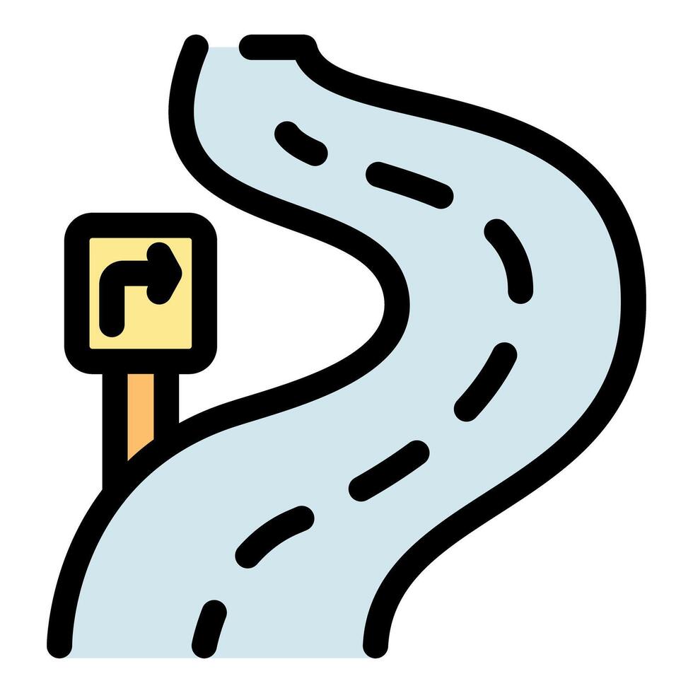 Winding road sign showing upcoming turn on a highway vector