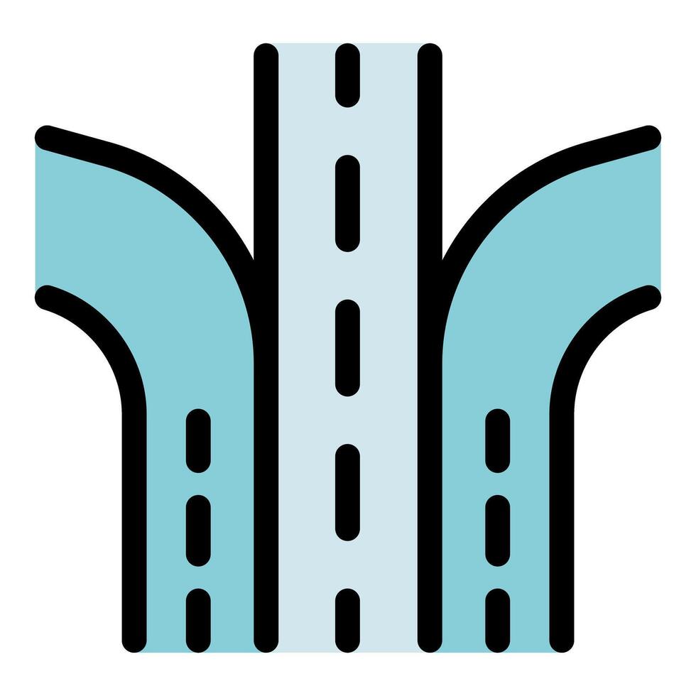 Highway splitting into two separate roads, diverging path concept vector