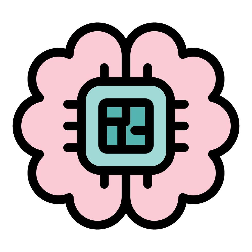 Cpu chip integrating with human brain representing artificial intelligence vector