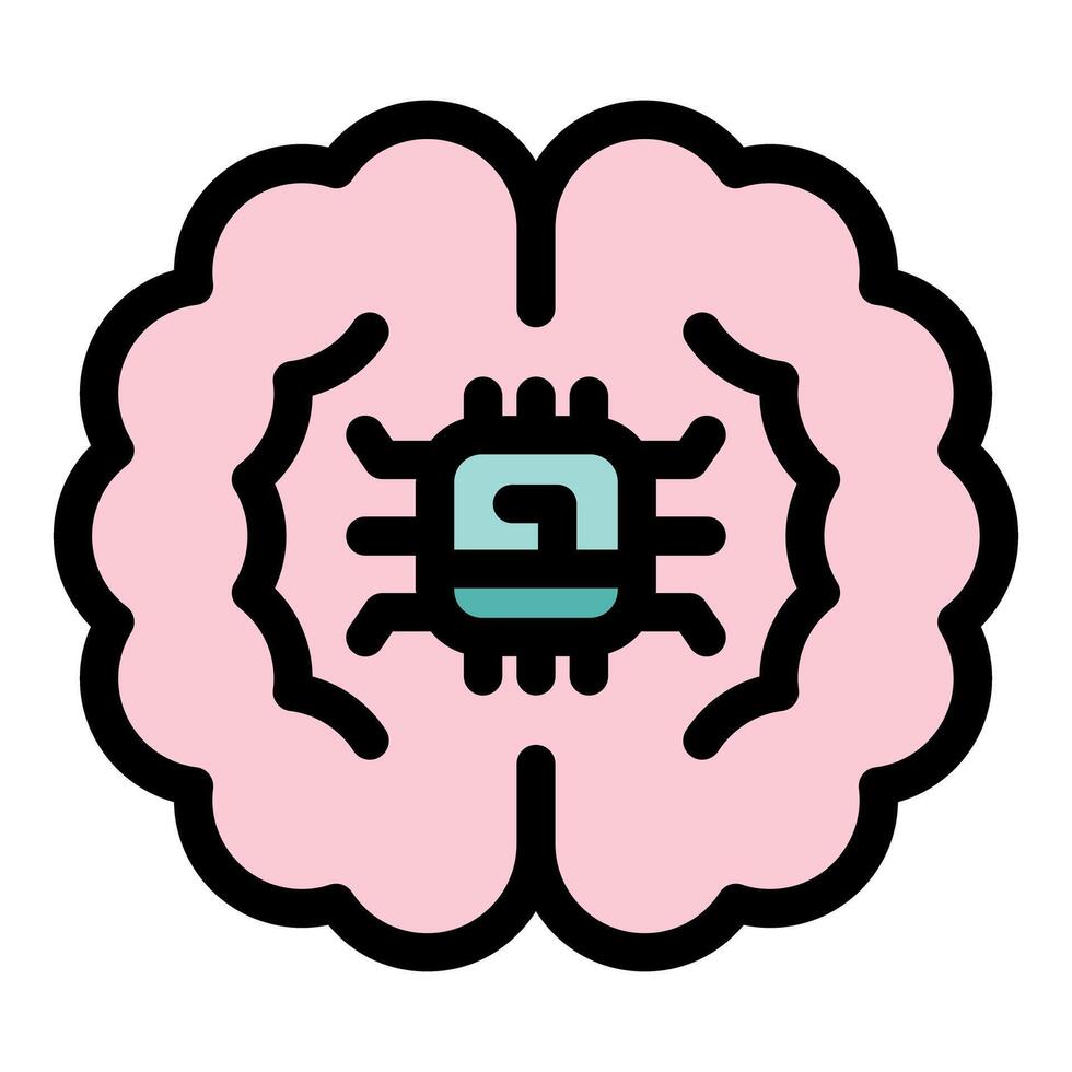 Brain chip implant, enhancing human intelligence and cognitive abilities vector