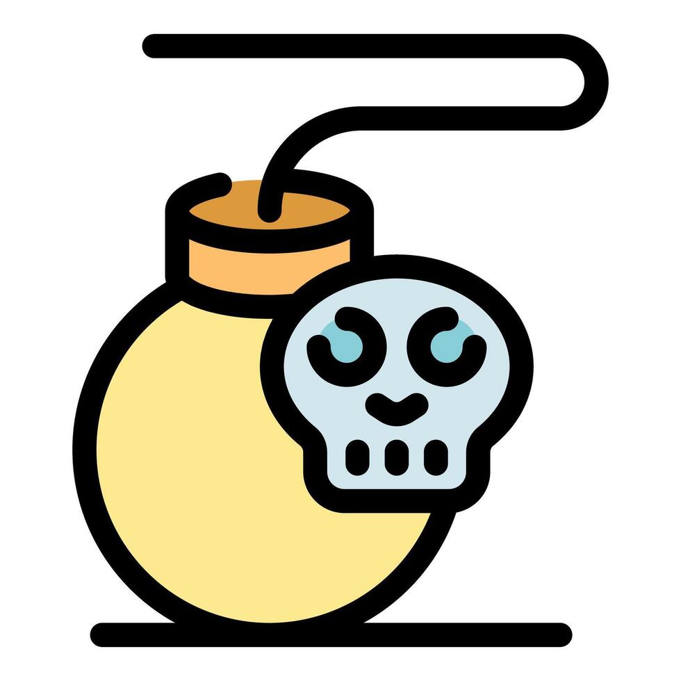 Round bomb with skull and burning fuse representing danger vector