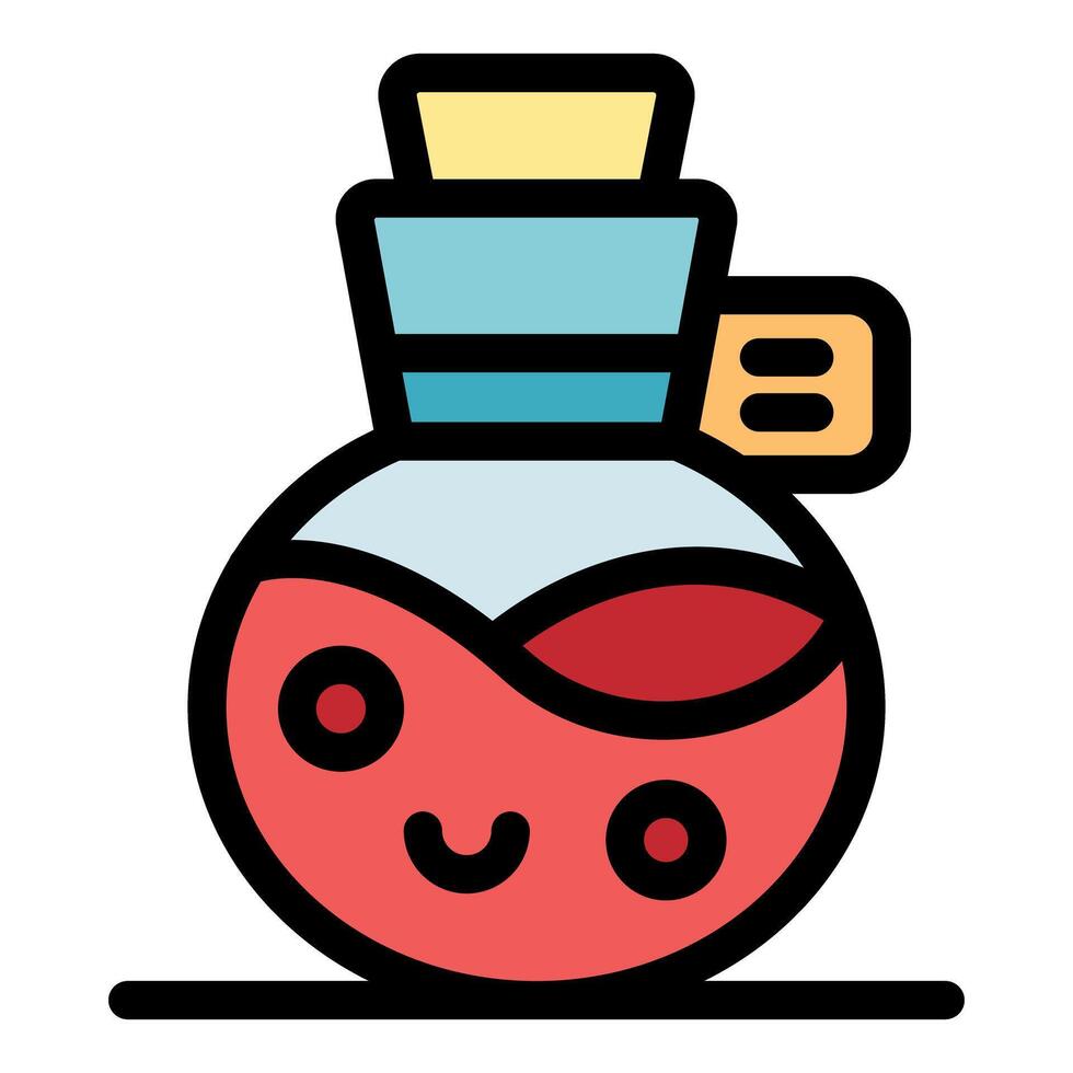 Kawaii potion bottle smiling with cork and label vector