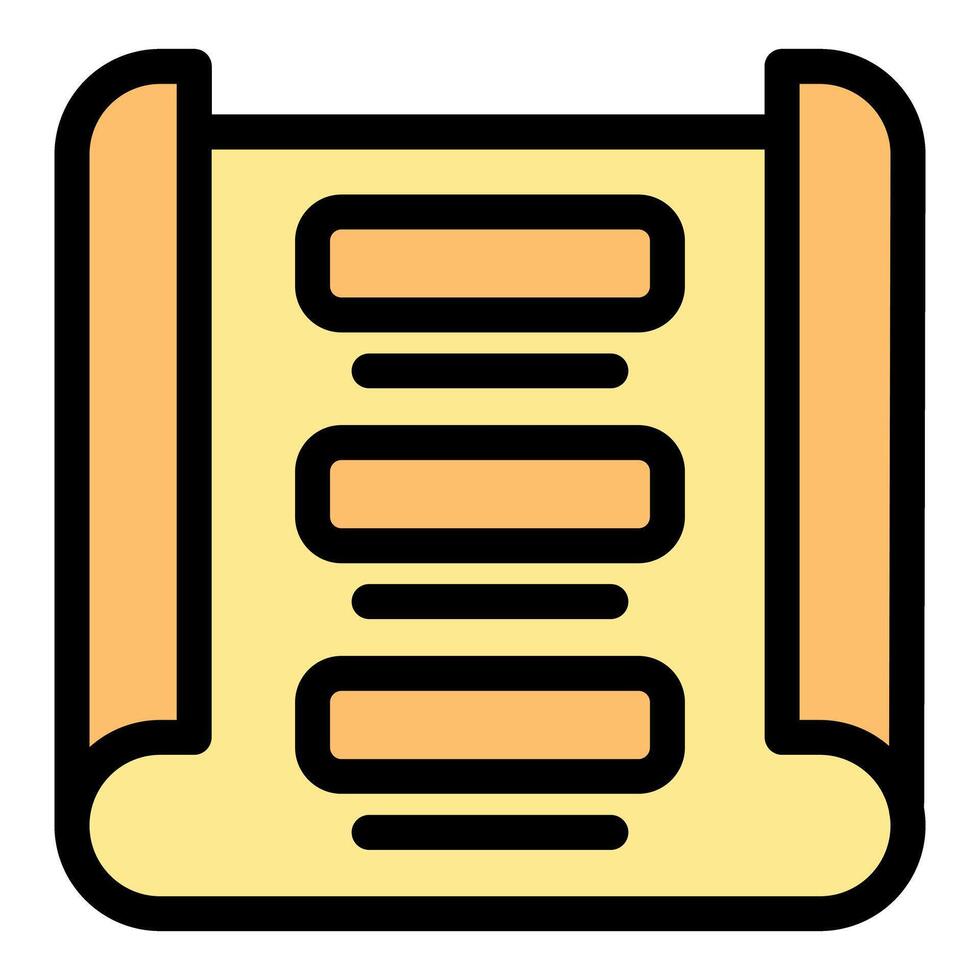 Rolled parchment with lines representing a checklist or ancient document vector