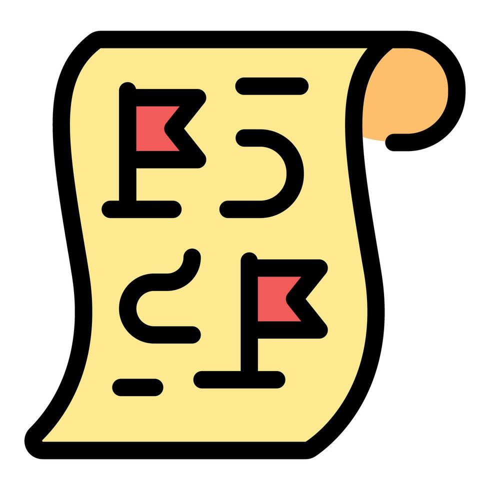 Strategy planning with flags and path on paper scroll vector