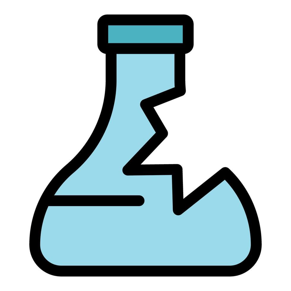 Broken chemical flask illustrating a failed experiment vector