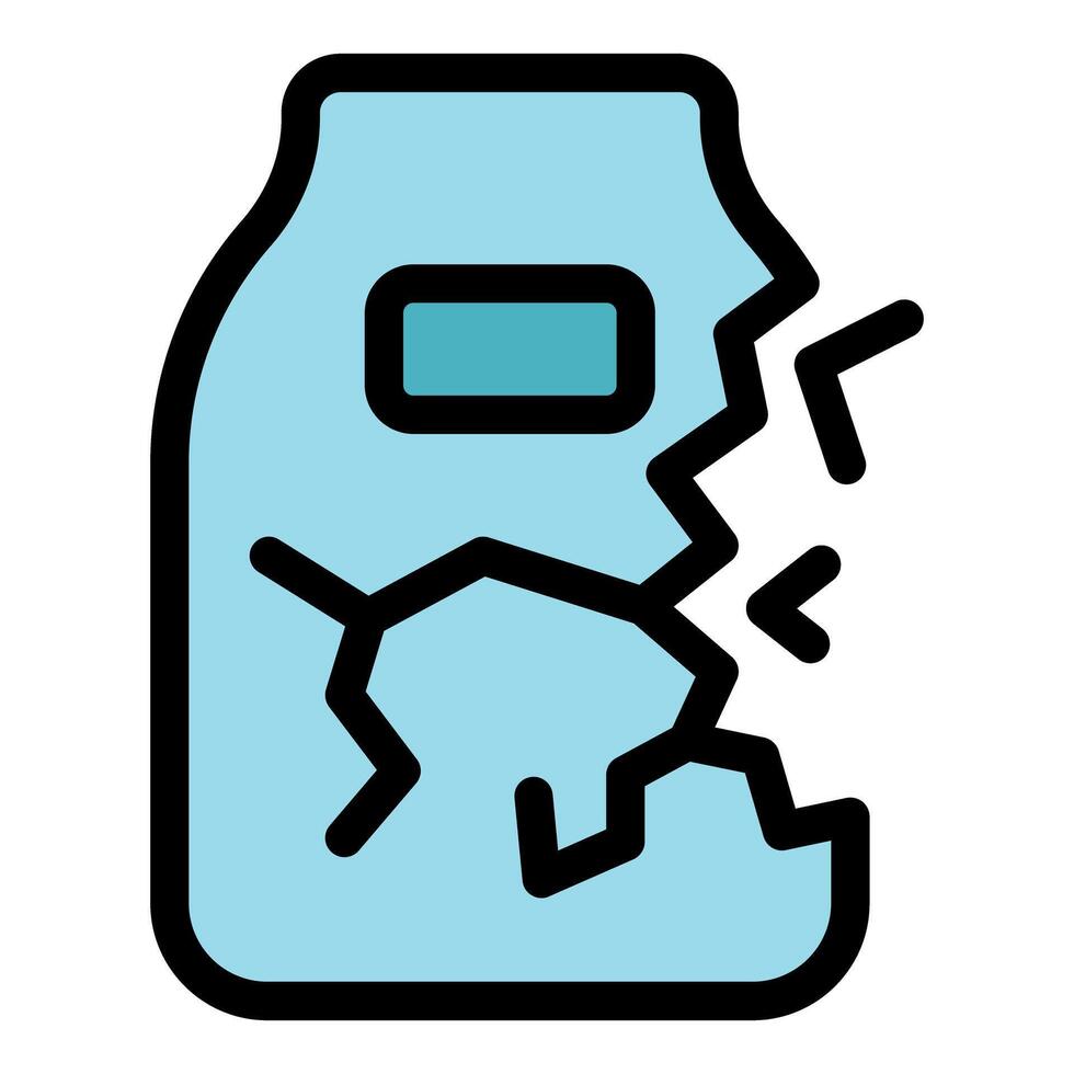 Broken detergent bottle with cracks and splinters displaying product damage vector