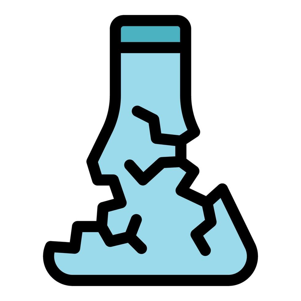 Cracked chemical flask showing potential laboratory hazard vector