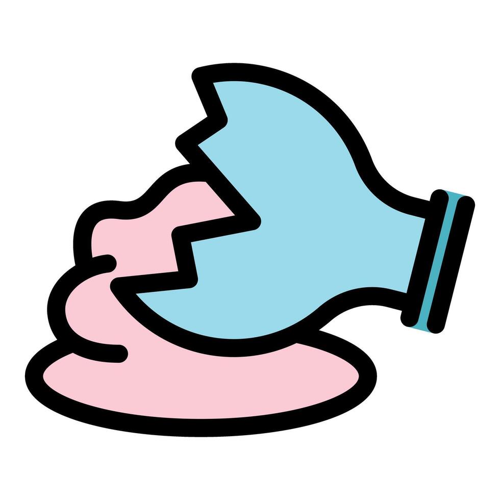 Broken bottle leaking cleaning product on pink surface vector