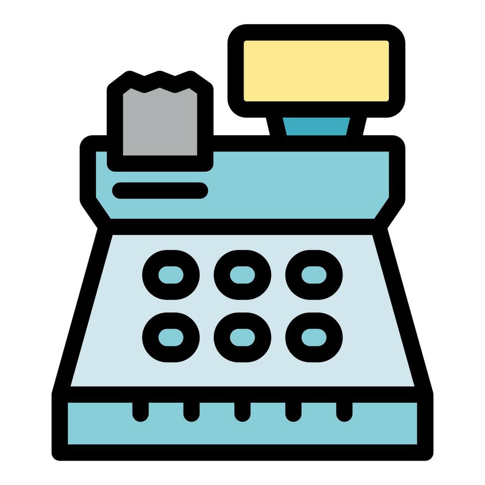 Cash register printing receipt, modern point of sale system vector