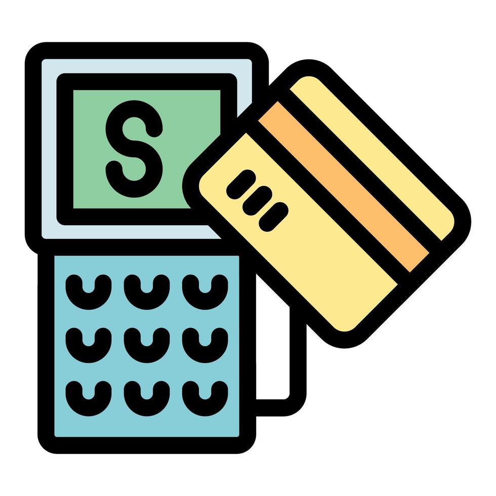 Cashier entering credit card information on pos terminal for payment vector