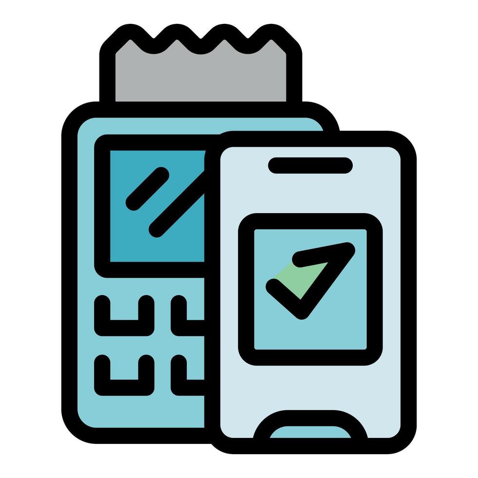 Pos terminal processing contactless payment with nfc technology vector