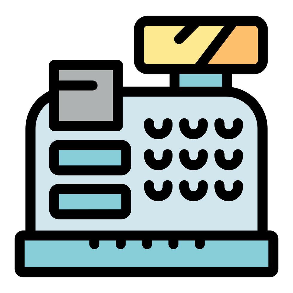 Modern cash register with display showing numbers and buttons for payment processing vector