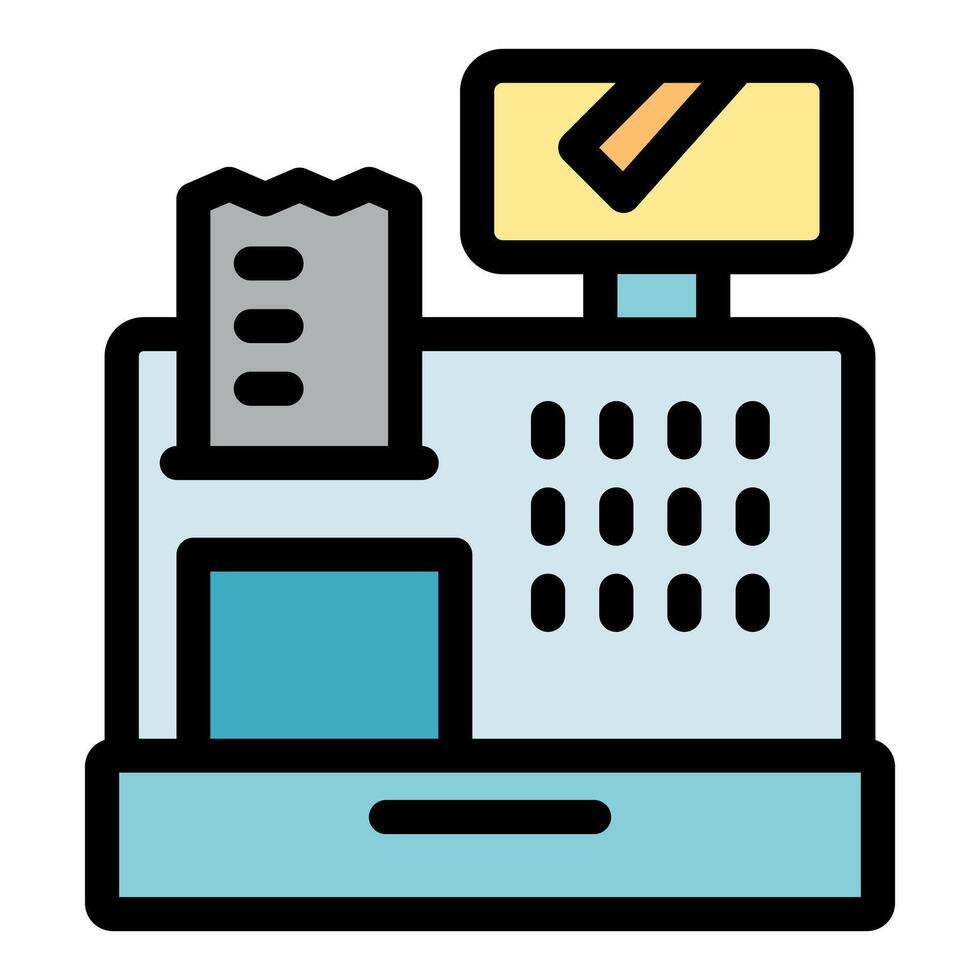 Cash register printing receipt with approved payment on screen vector