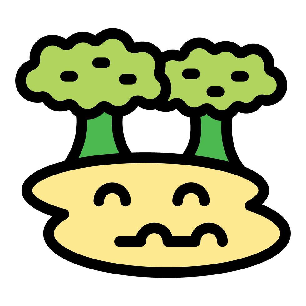 Sad desert island with two trees growing on it vector