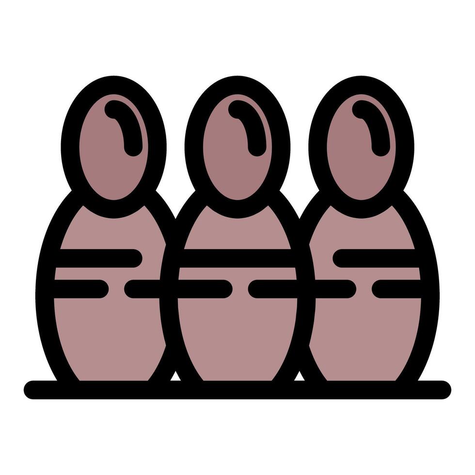 Bowling pins standing in a row, ready for action vector
