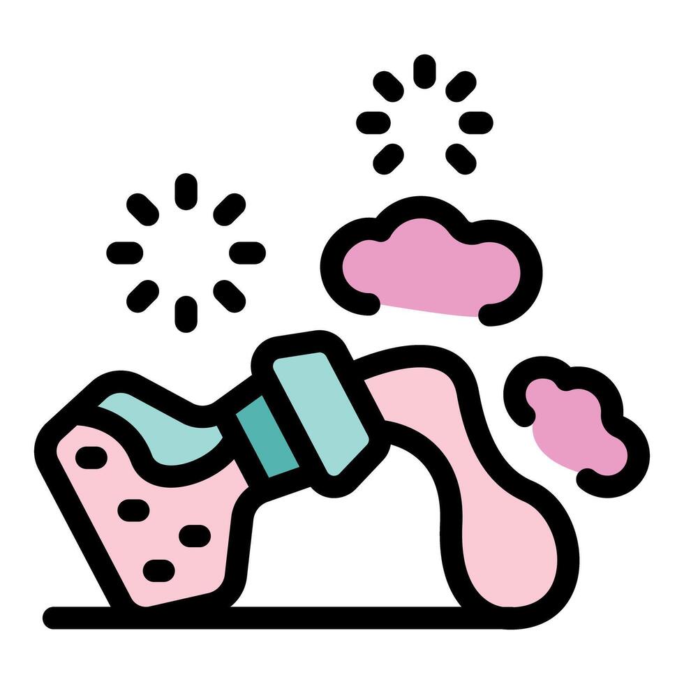 Pink paint squeezing from tube with sparkles and clouds vector