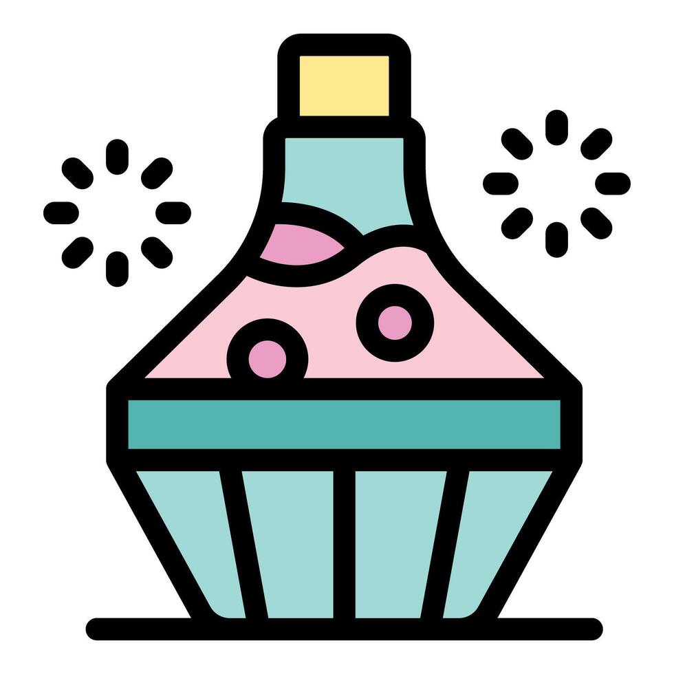 Magic potion brewing in a flask with sparkling effects vector