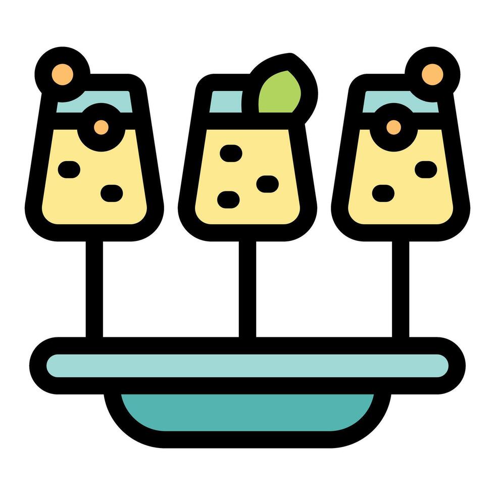 Three molecular cocktails resting on a serving tray, embracing culinary innovation vector