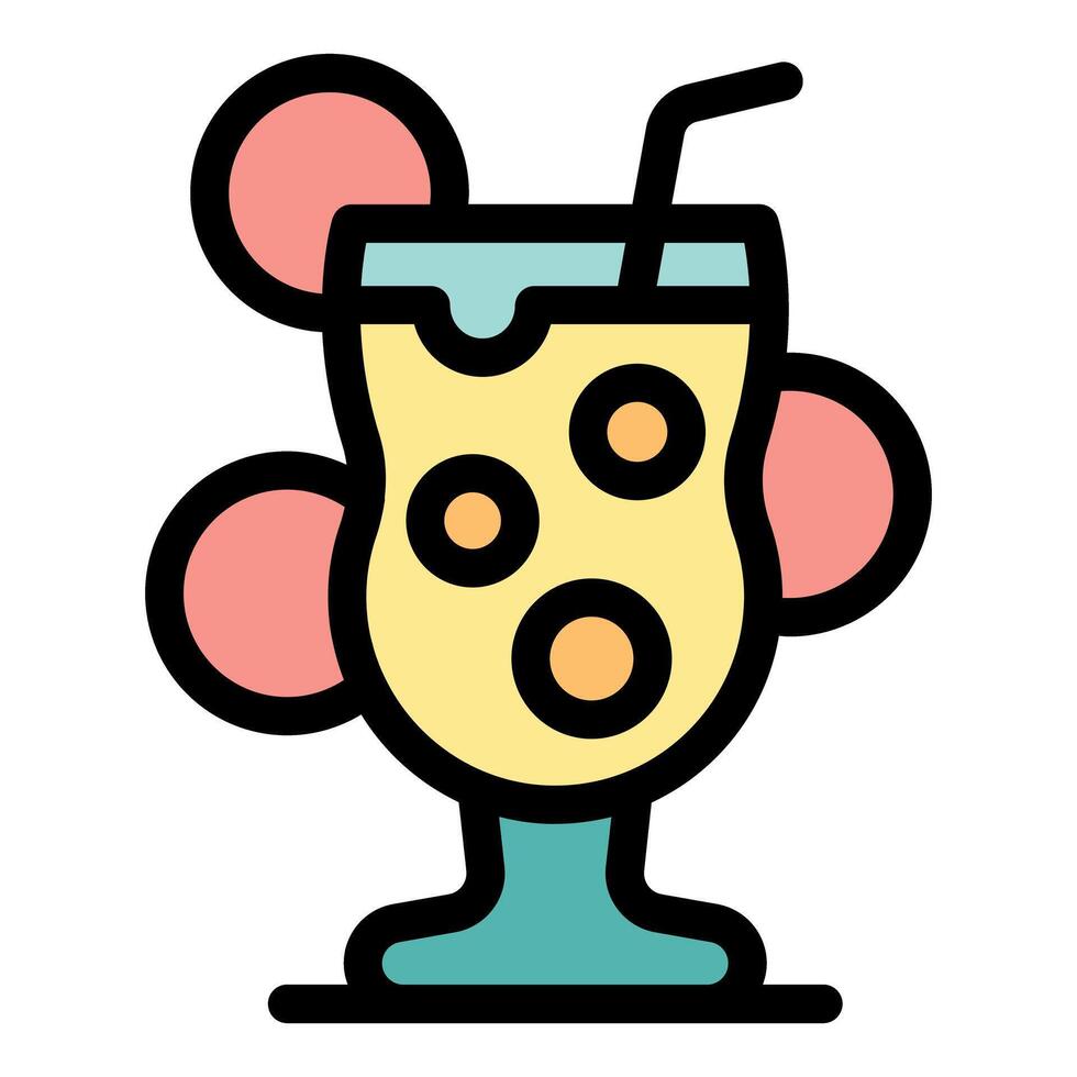 Refreshing hurricane glass cocktail with straw and bubbles, perfect for summer vector