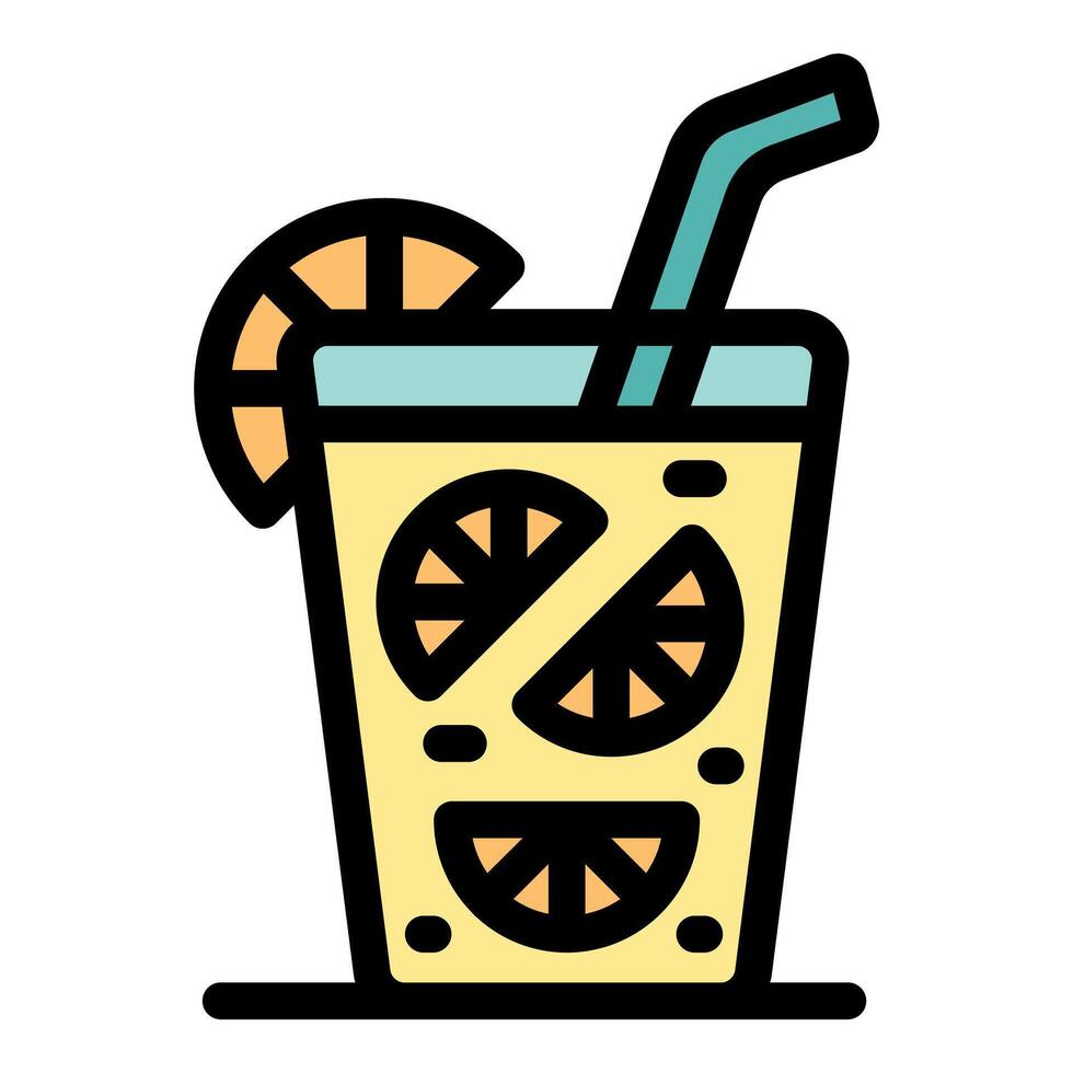 Refreshing citrus drink with garnish and straw, perfect summer beverage vector