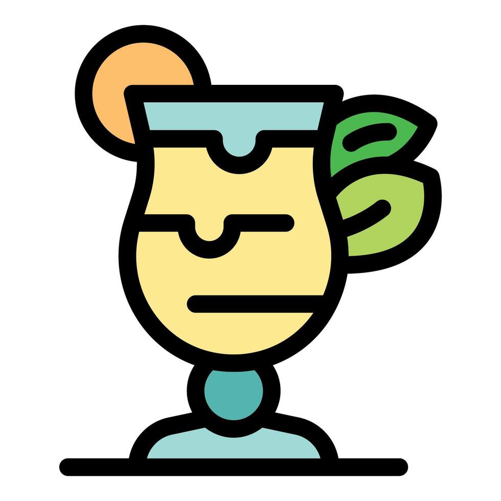 Hurricane glass cocktail with orange slice and mint leaves vector