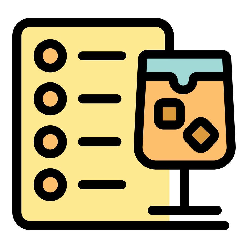 Cocktail menu with checklist for preparing mixed alcoholic drinks vector