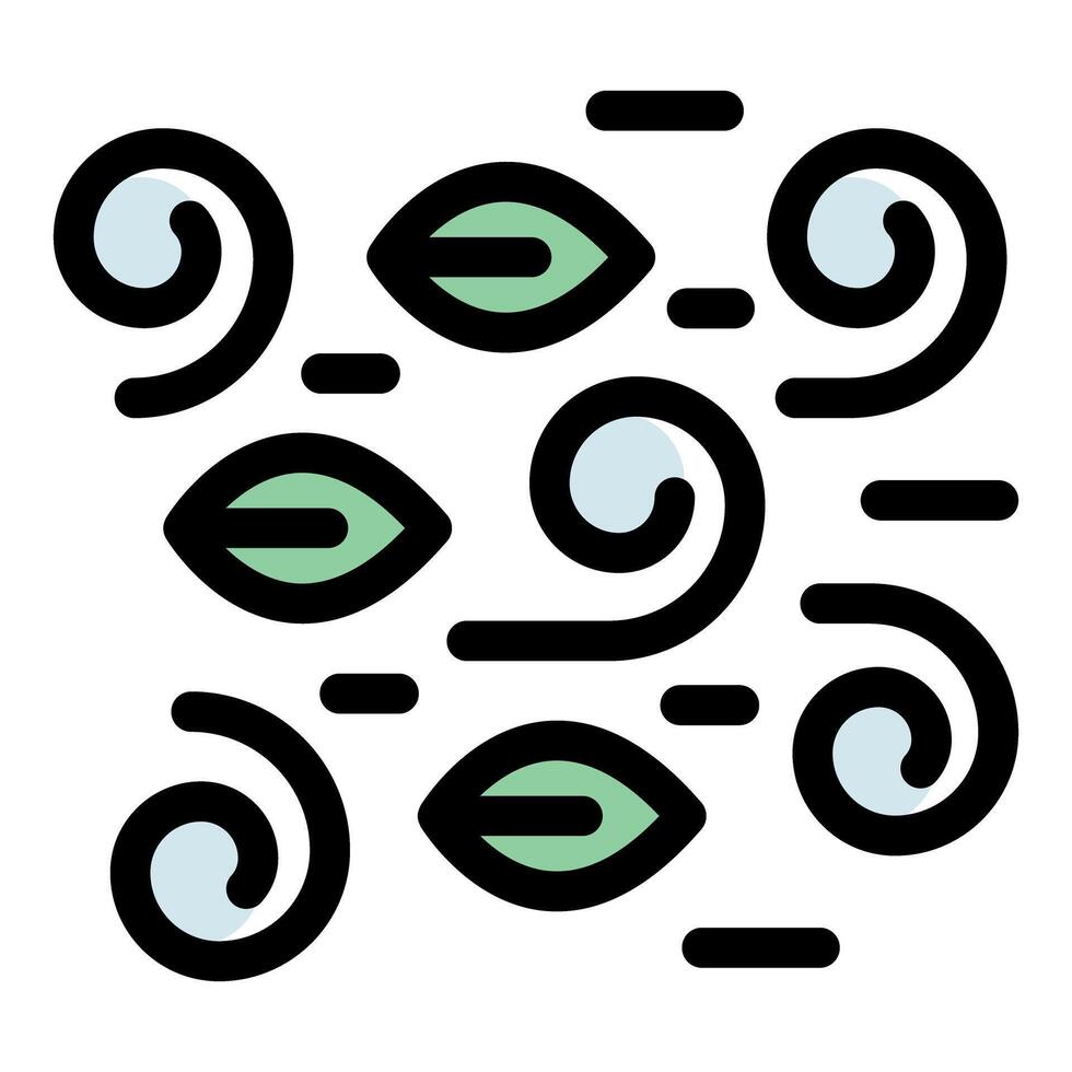 Wind blowing leaves and swirling air current icon vector