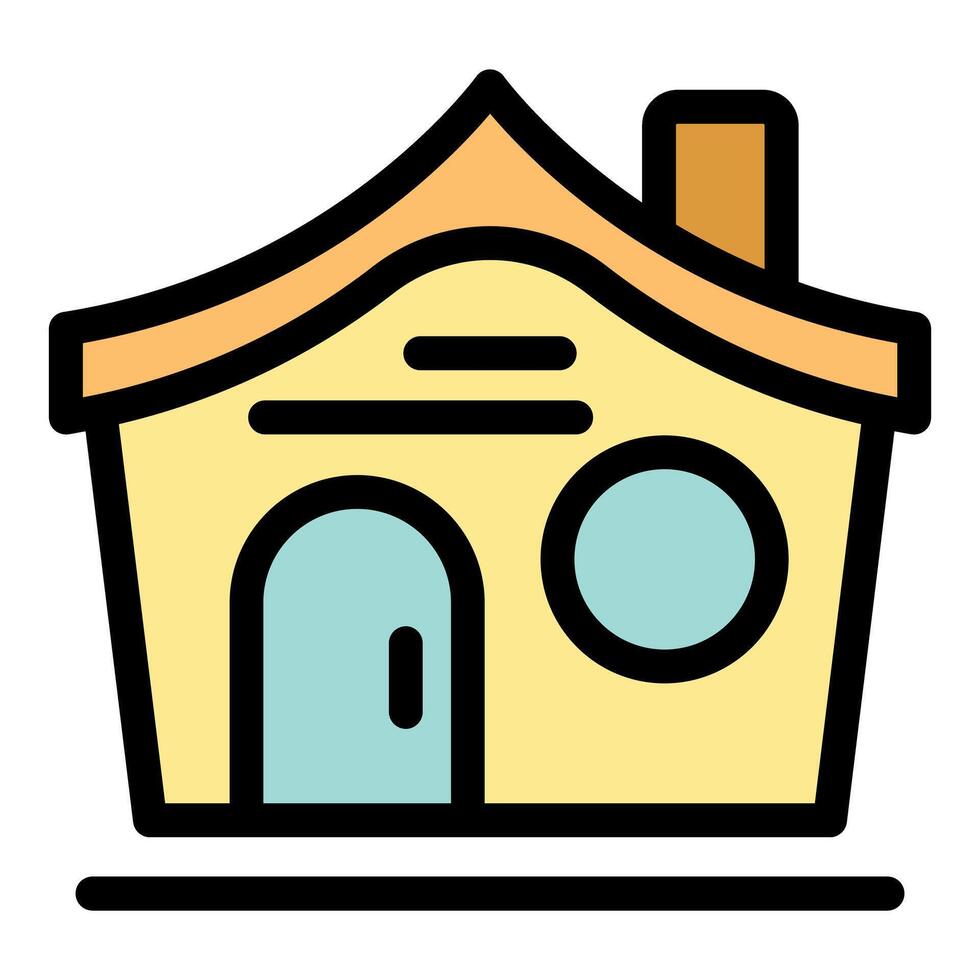 Small residential house with chimney and round window representing comfortable living vector