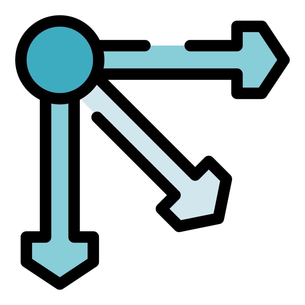 Data flow distribution system with diverging arrows symbolizing dispersion vector