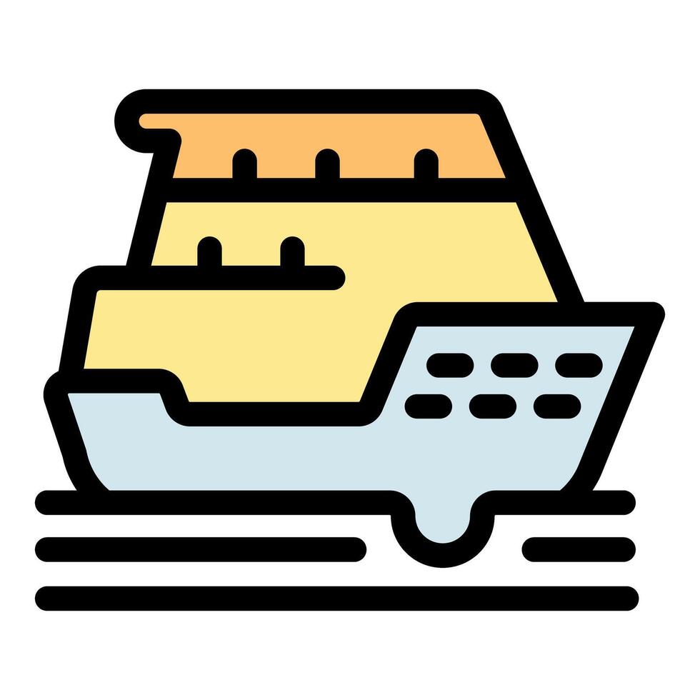 Ferry boat sailing on water with windows and deck vector