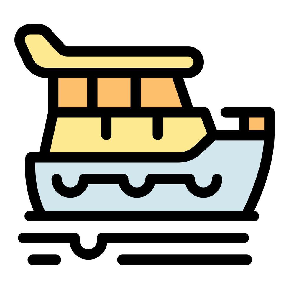 Passenger ferry boat navigating calm waters with upper deck lounge vector