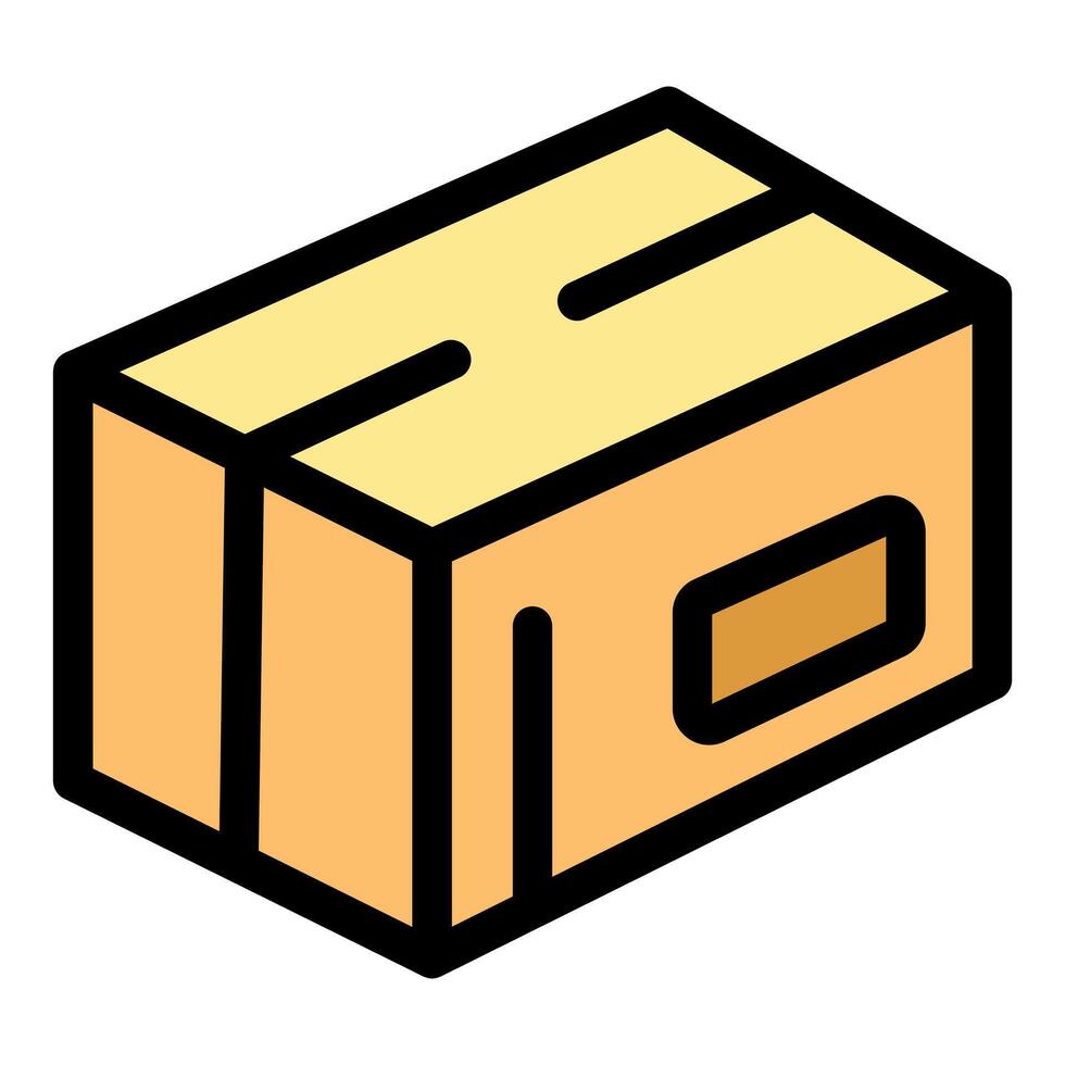 Cardboard box closed with label ready for shipping vector