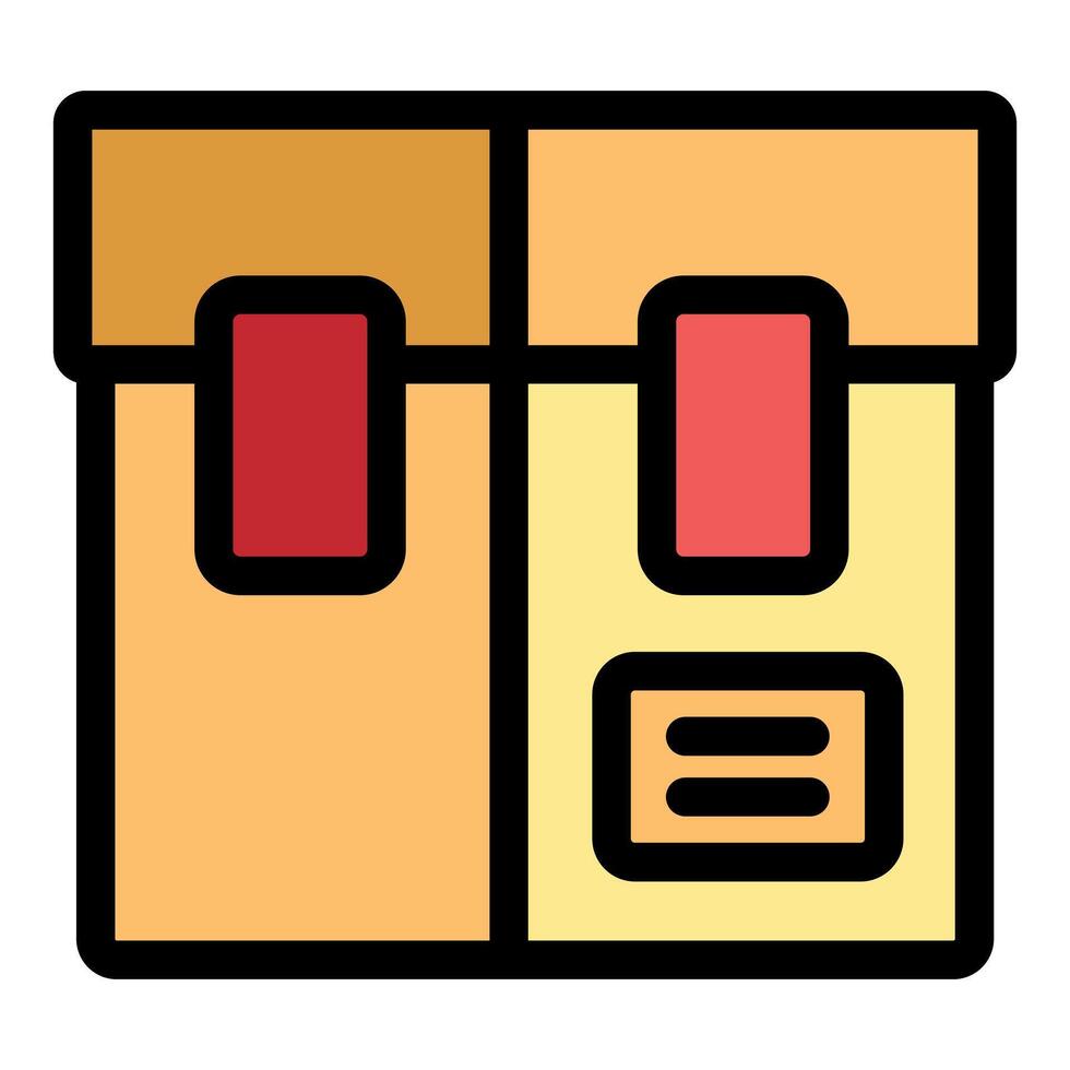 Sealed cardboard box with two red stickers and shipping label vector