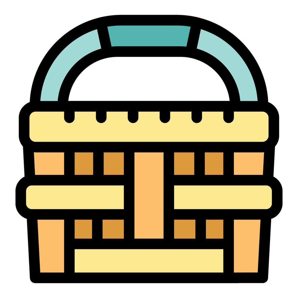 Empty picnic basket with handle for outdoor recreation vector