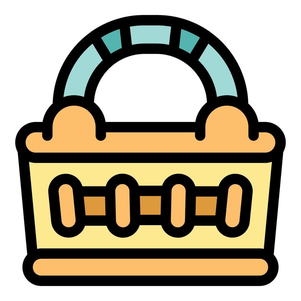Empty picnic basket with arched handle ready for outdoor lunch vector