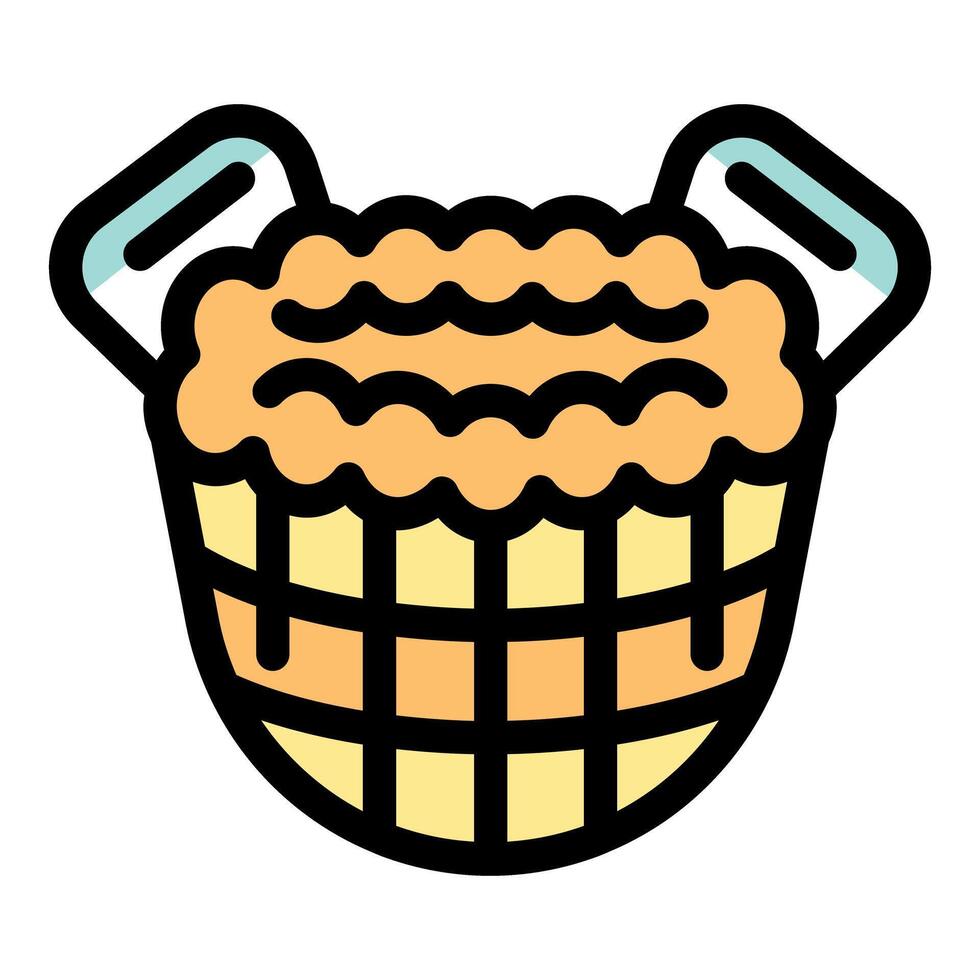Wicker basket overflowing with fresh honeycomb from beehive vector