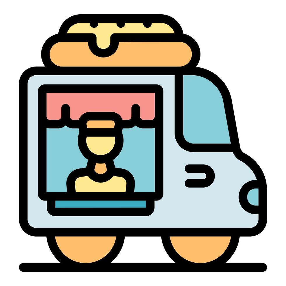 Food truck selling hot dogs with mustard and ketchup vector