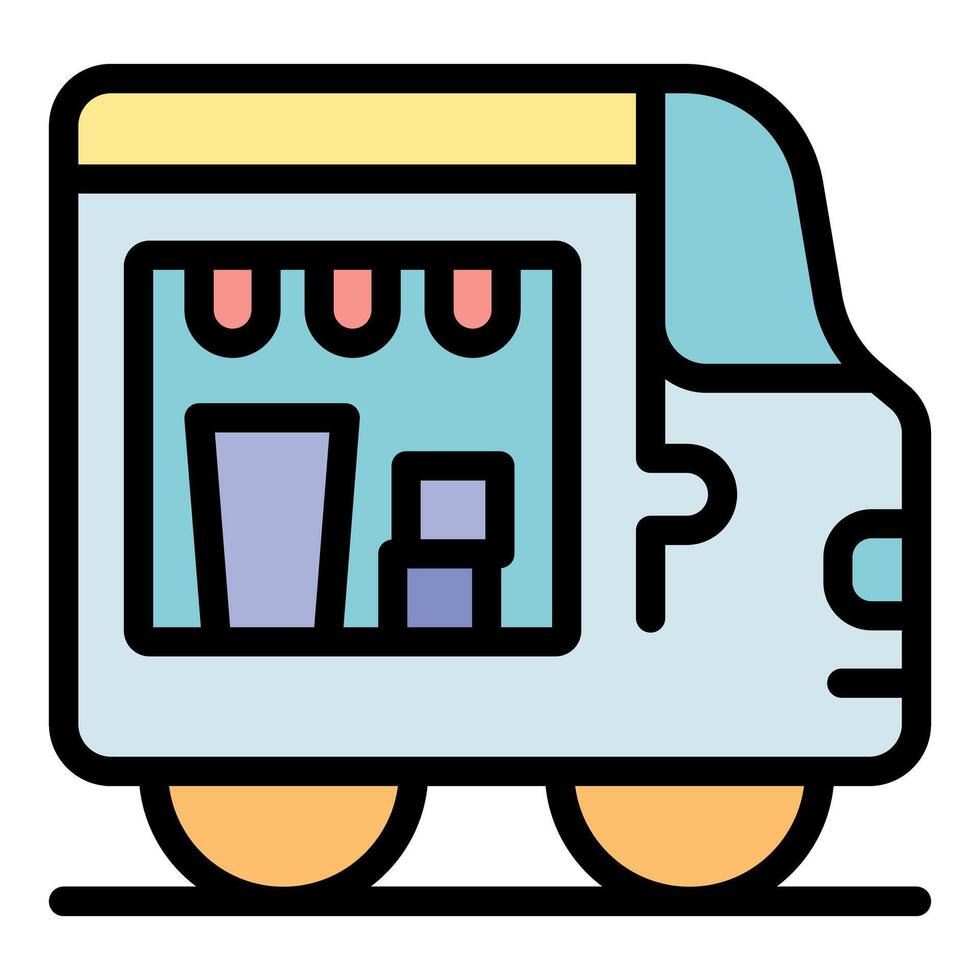 Food truck offering street food and beverages icon showing urban cuisine and mobile catering vector