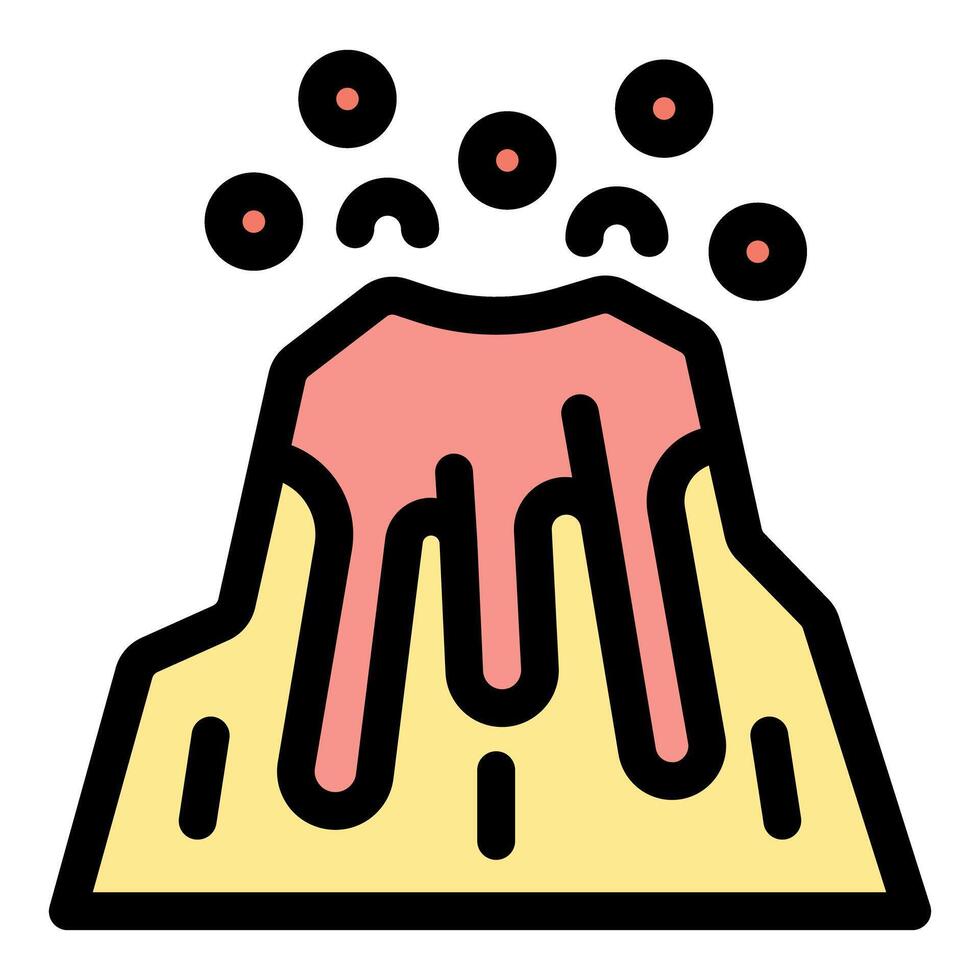 Volcano erupting with lava flowing down its sides, geology and natural disasters vector
