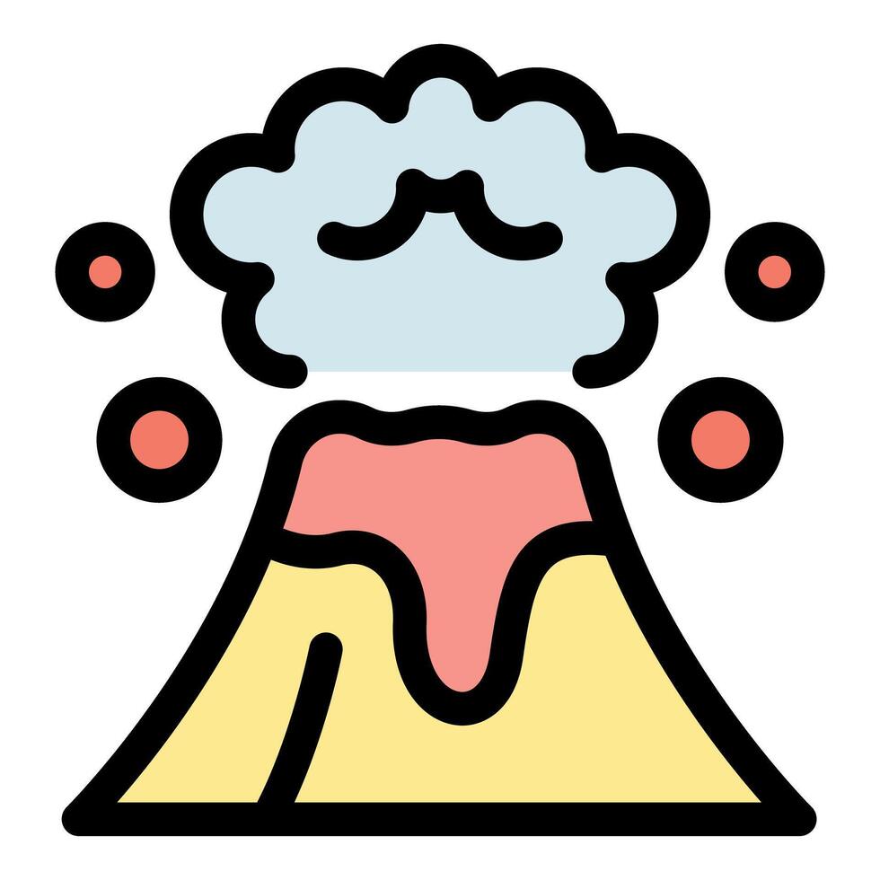 Volcano erupting with smoke and lava, geology illustration vector