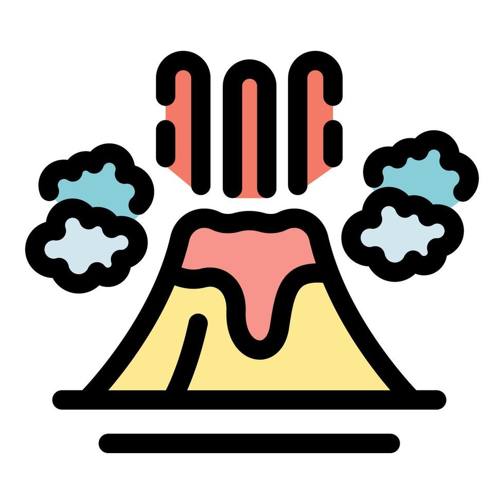 Volcano erupting with lava and smoke creating clouds vector
