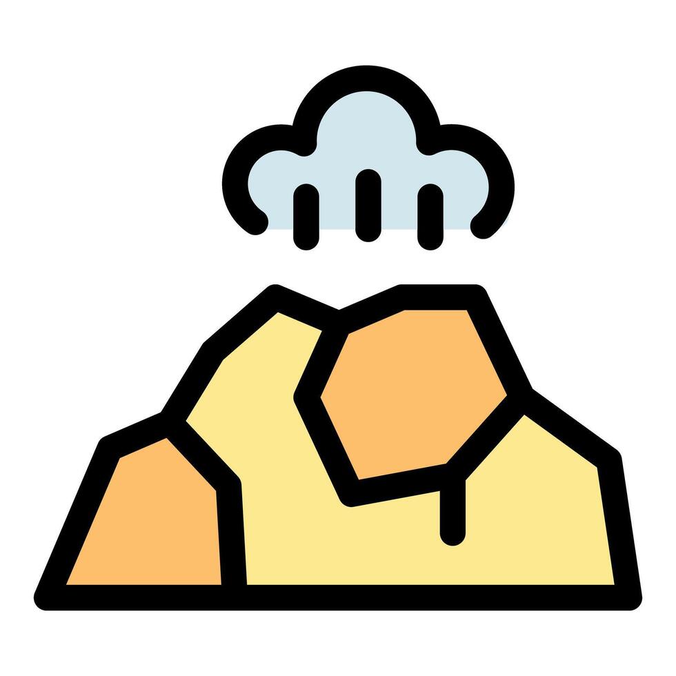Volcano erupting with smoke and lava flowing down its sides vector