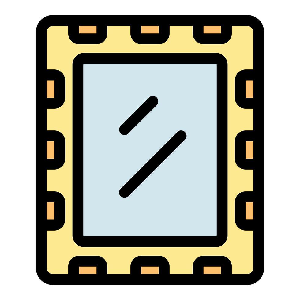Square mirror with yellow frame and light bulbs reflecting light vector
