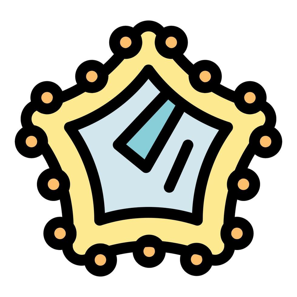 Golden mirror reflecting light in star shape frame vector