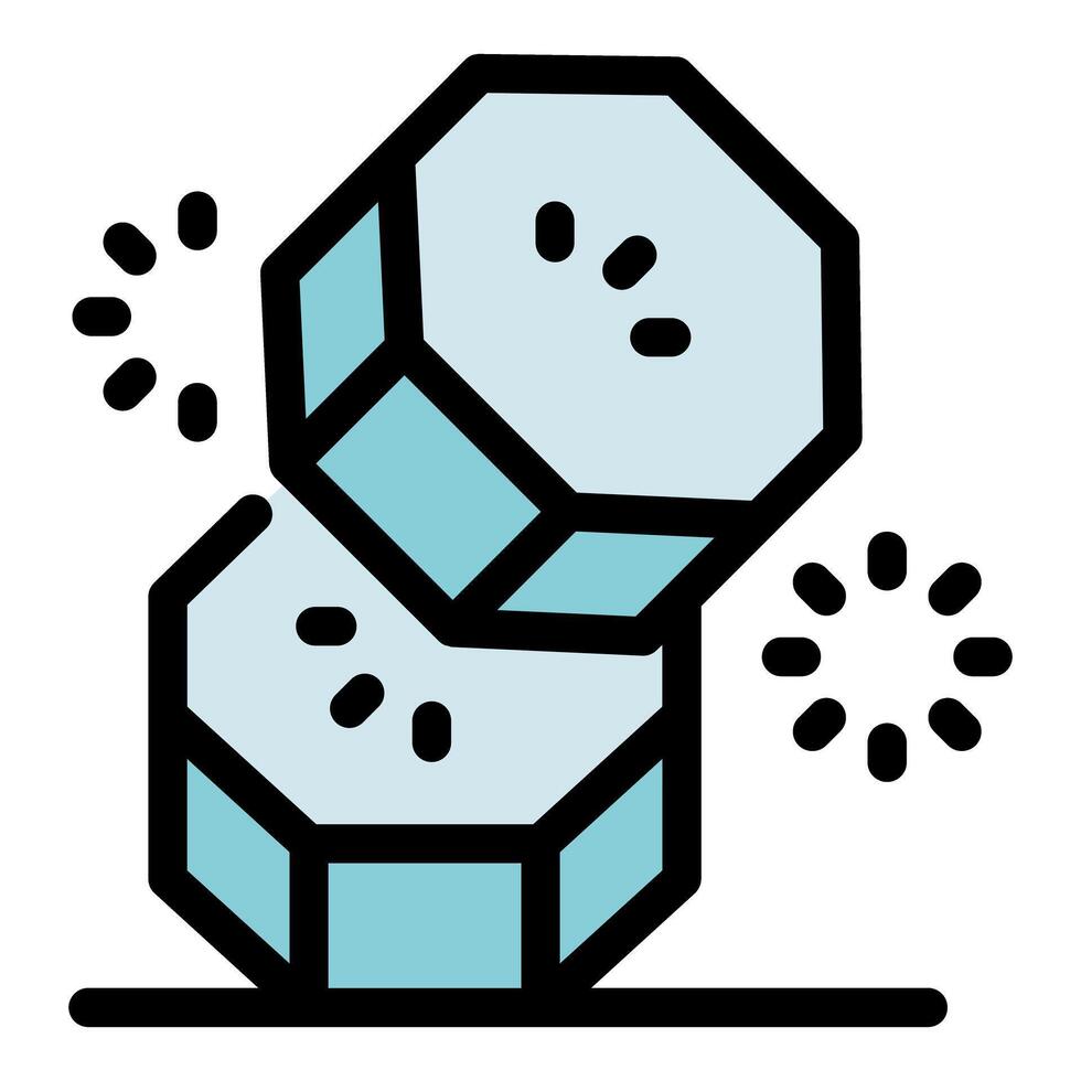Two hexagonal ice cubes falling and rotating with motion lines vector