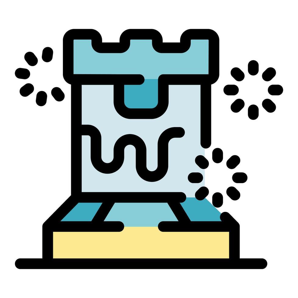 Water park attraction with crenellated tower and slides resembling a castle vector