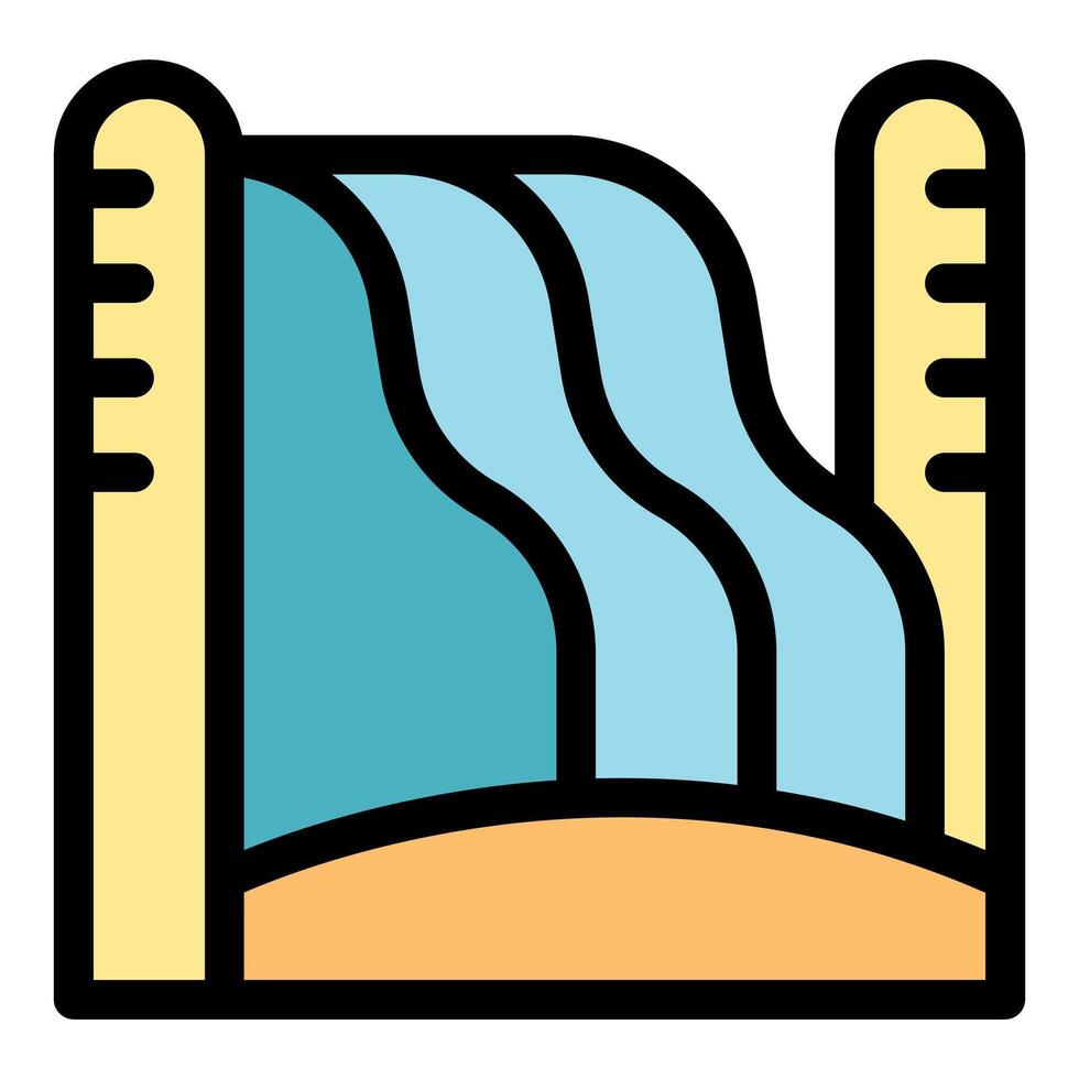 Water dam generating clean energy with measurement tools vector