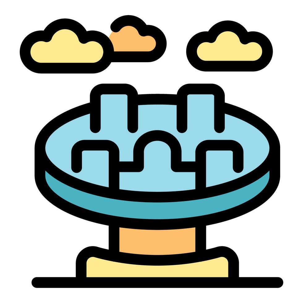 Roundabout rotating platform under cloudy sky at playground vector